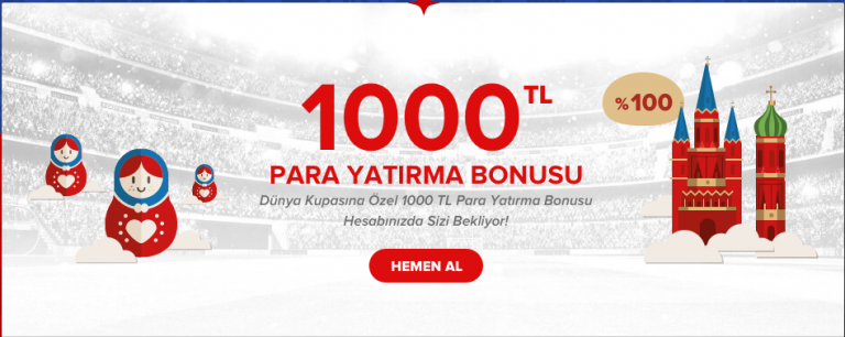 Dünya Kupasına Özel 1000 TL Para Yatırma Bonusu